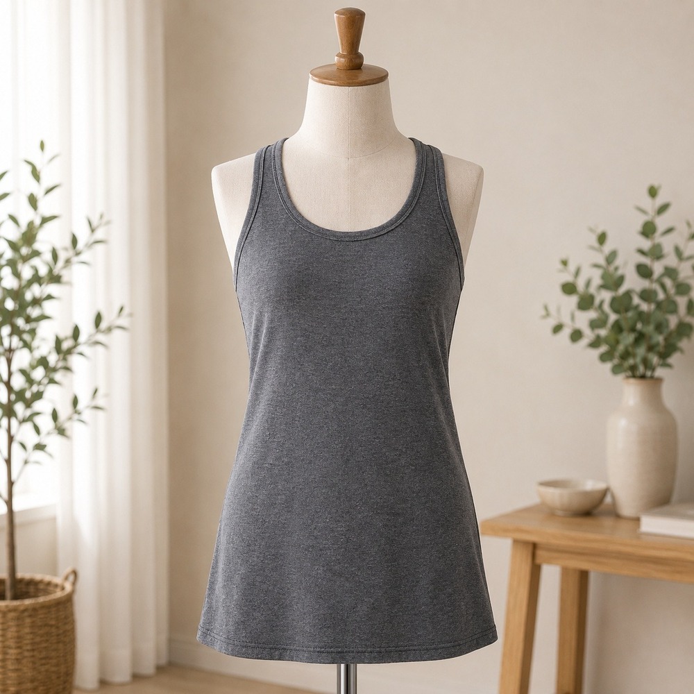 NWT Aerie Ribbed Tank Top Womens Small Gray Racerback Scoop Neck Basic Layering